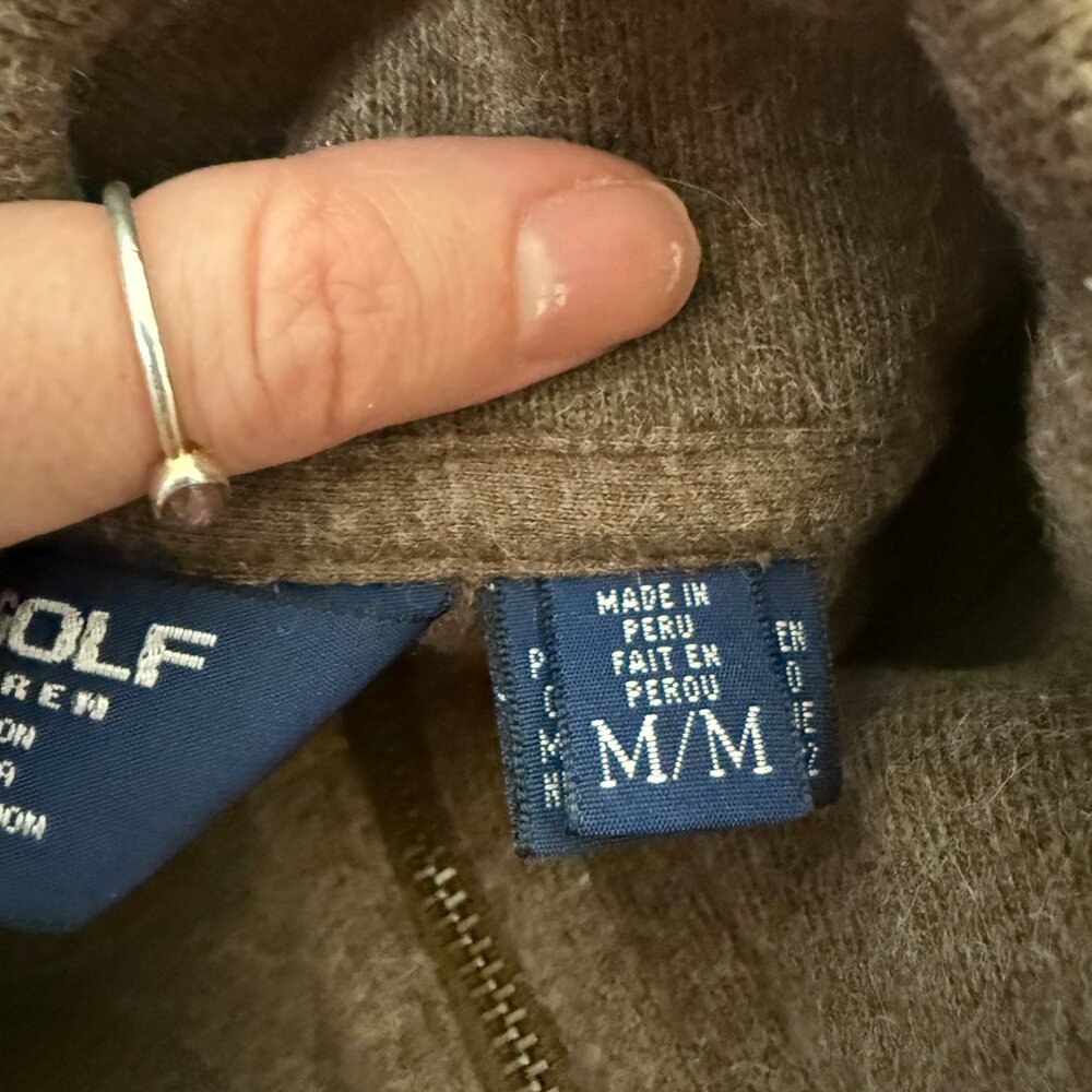 Vintage Polo Golf Ralph Lauren Brown  Long Sleeve Quarter Zip Cotton Alpaca M - Picture 6 of 7